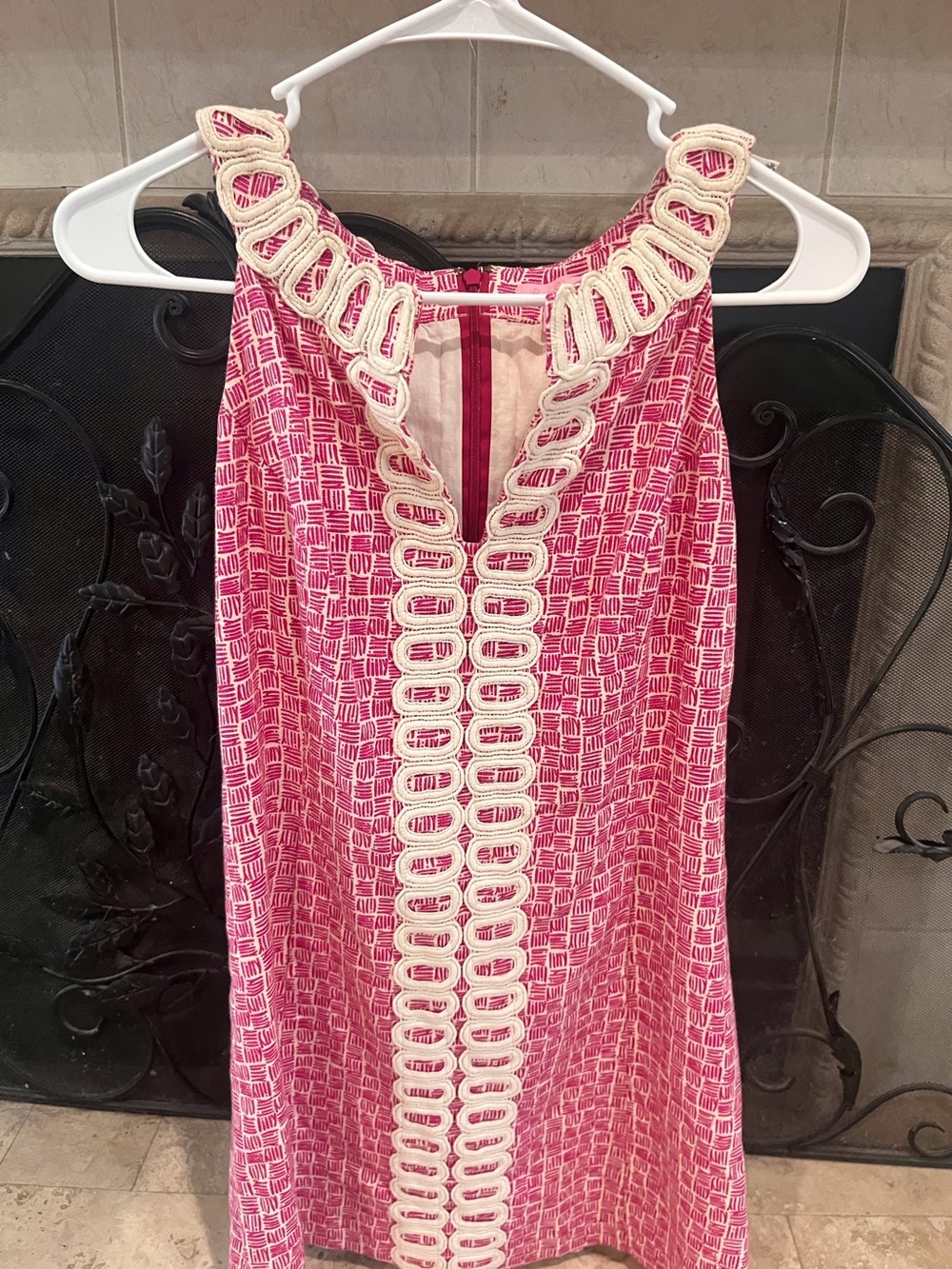 Lilly Pulitzer Pink Dress with Ivory Crochet Trim Size 2